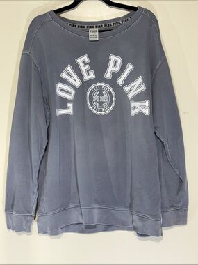 PINK Victoria's Secret Slate Gray 'LOVE PINK' Crewneck Sweatshirt